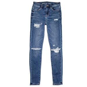 American‎ Eagle High Rise Jeggings Womens 0 Distressed Boho Beachy Preppy Surfer